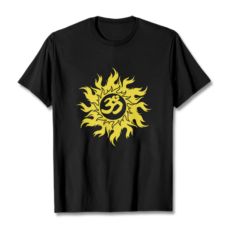 Nimara Ritual OM Mantra Sanskrit Gold Sun Tee T-shirt