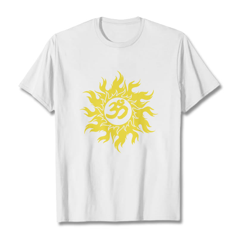 Nimara Ritual OM Mantra Sanskrit Gold Sun Tee T-shirt