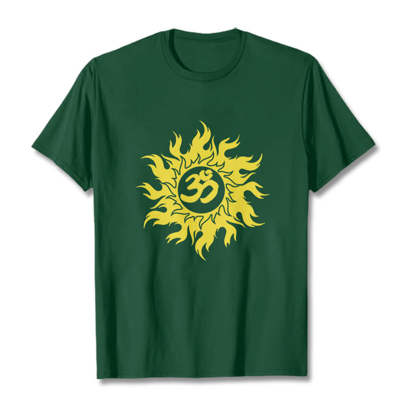 Nimara Ritual OM Mantra Sanskrit Gold Sun Tee T-shirt