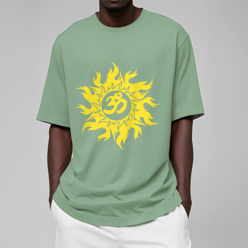 Nimara Ritual OM Mantra Sanskrit Gold Sun Tee T-shirt