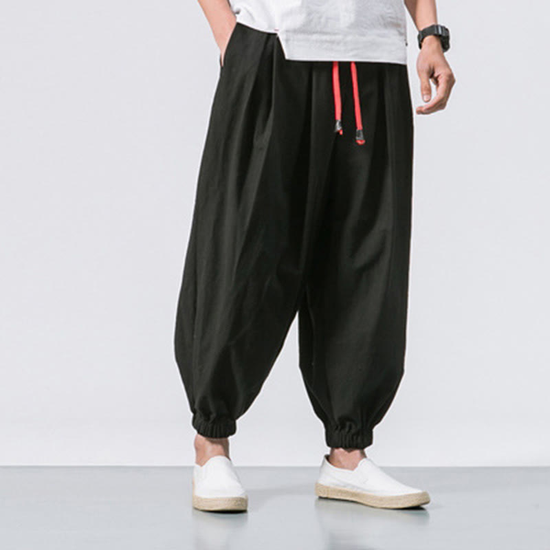 Nimara Ritual Casual Sports Men's Solid Color Cotton Drawstring Pants With Pockets