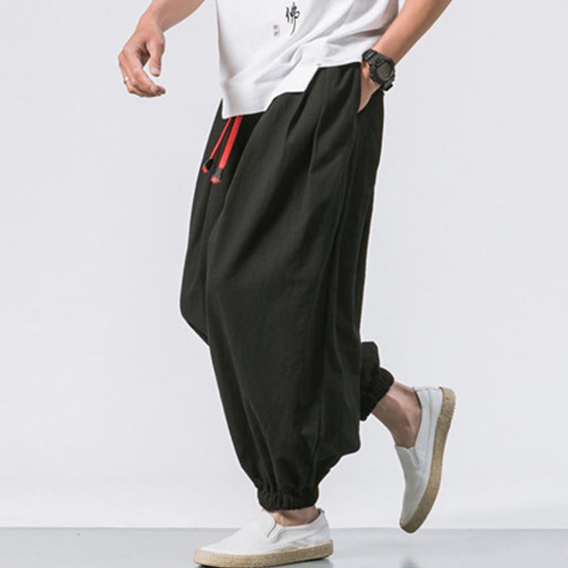 Nimara Ritual Casual Sports Men's Solid Color Cotton Drawstring Pants With Pockets