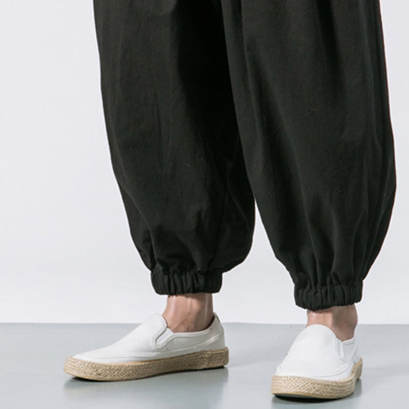 Nimara Ritual Casual Sports Men's Solid Color Cotton Drawstring Pants With Pockets