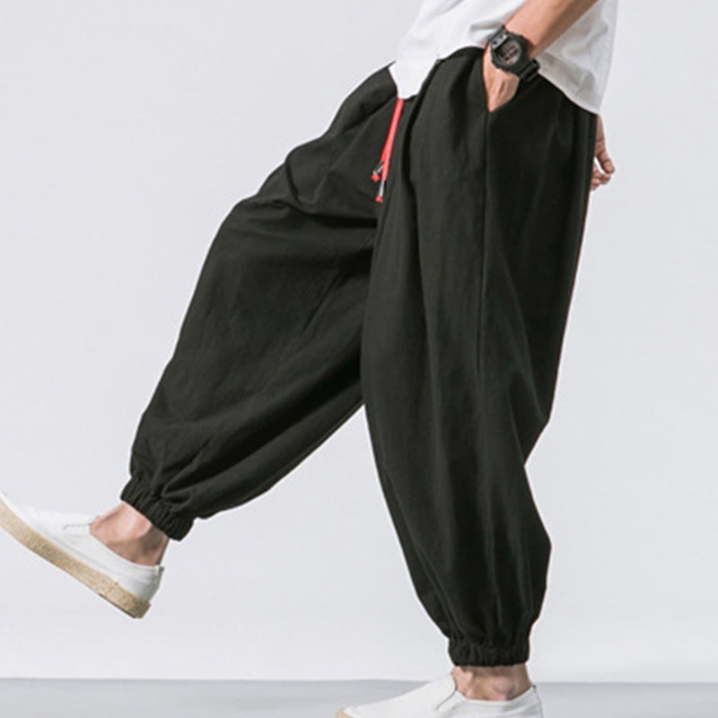 Nimara Ritual Casual Sports Men's Solid Color Cotton Drawstring Pants With Pockets
