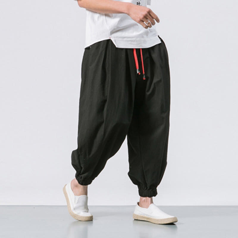 Nimara Ritual Casual Sports Men's Solid Color Cotton Drawstring Pants With Pockets