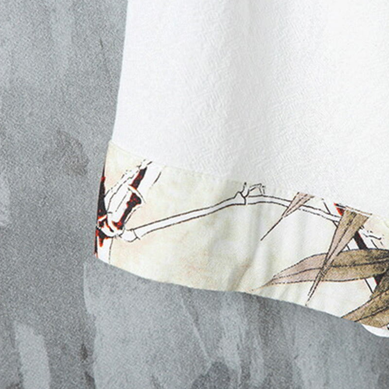 Nimara Ritual Summer Frog-button Patchwork Half Sleeve Design Cotton Linen Men's Shirt Jacket