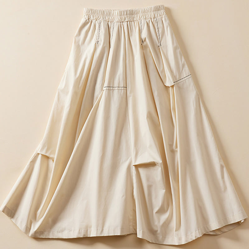 Nimara Ritual Summer Casual Irregular Design Women's Cotton Skirt With Pockets