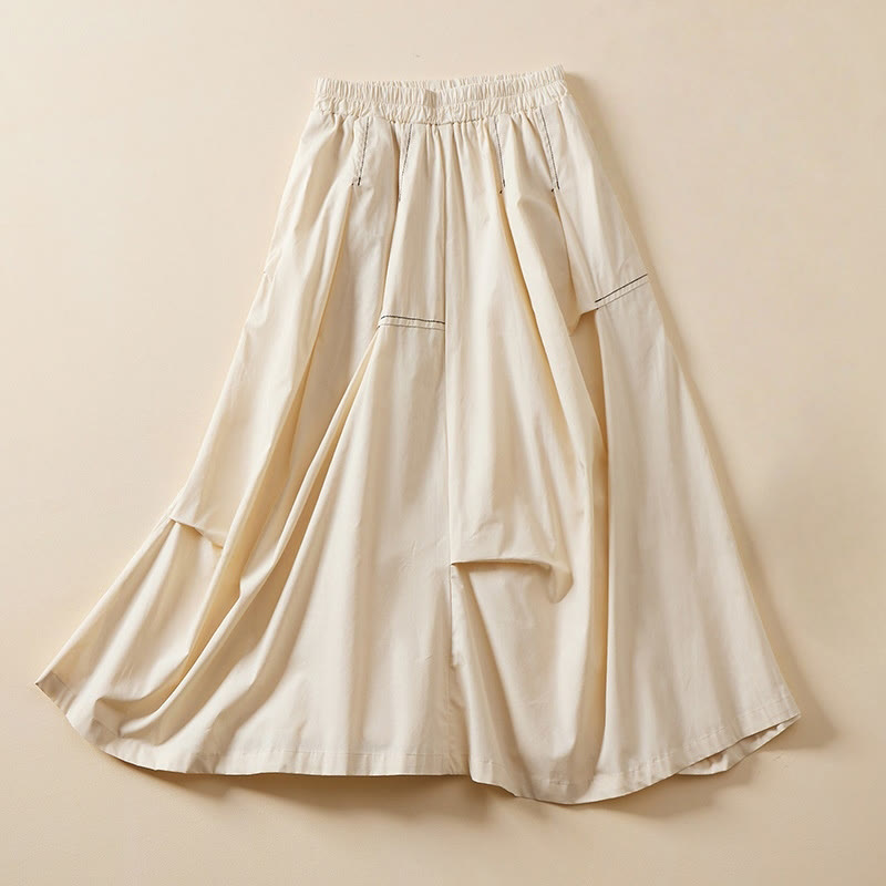 Nimara Ritual Summer Casual Irregular Design Women's Cotton Skirt With Pockets