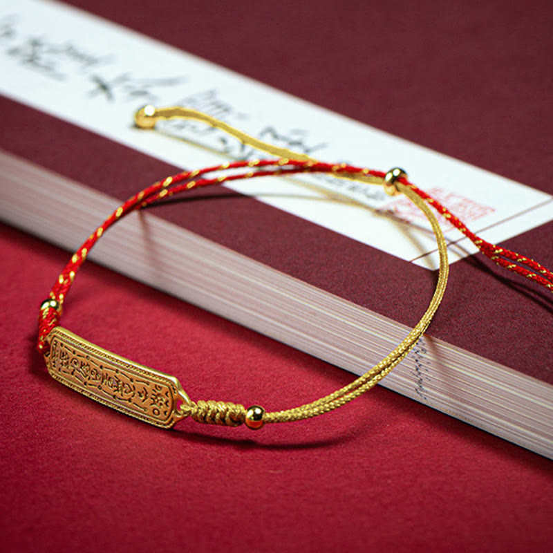 Nimara Ritual 14K Gold-plated Copper Amulet Protection Red Golden Rope Bracelet
