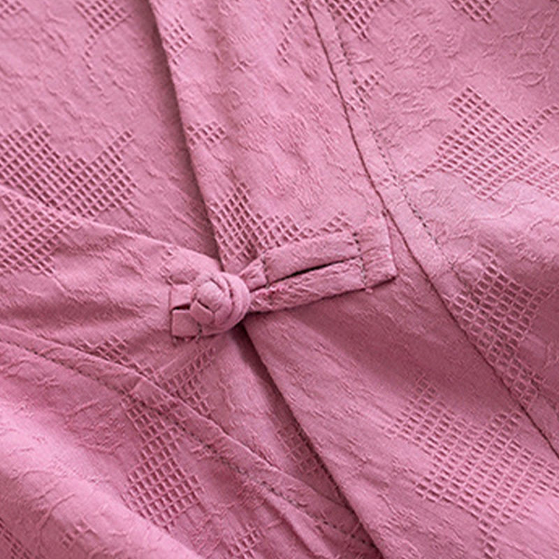Nimara Ritual Casual Solid Color Frog Button Long Sleeve Zen Cotton Linen Women's Shirt