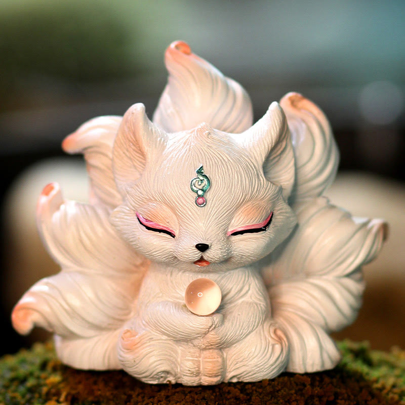 Nimara Ritual Mini Nine Tailed Fox Luck Resin Home Desk Decoration