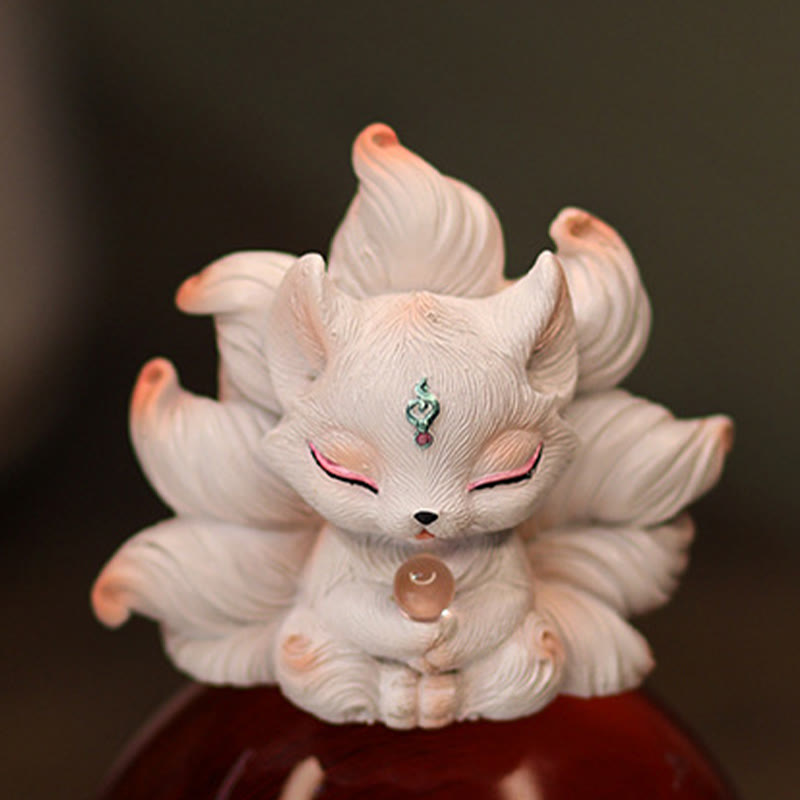 Nimara Ritual Mini Nine Tailed Fox Luck Resin Home Desk Decoration