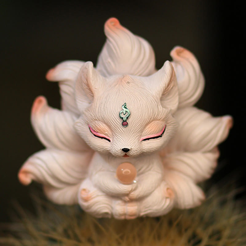 Nimara Ritual Mini Nine Tailed Fox Luck Resin Home Desk Decoration