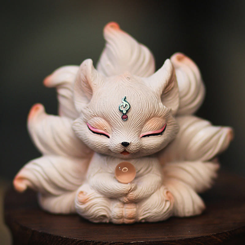 Nimara Ritual Mini Nine Tailed Fox Luck Resin Home Desk Decoration