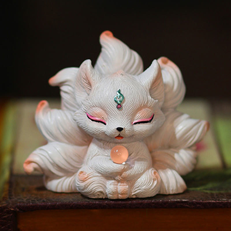 Nimara Ritual Mini Nine Tailed Fox Luck Resin Home Desk Decoration