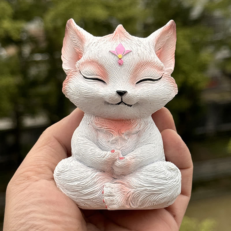 Nimara Ritual Small Nine Tailed Fox Sitting Protection Resin Home Decoration