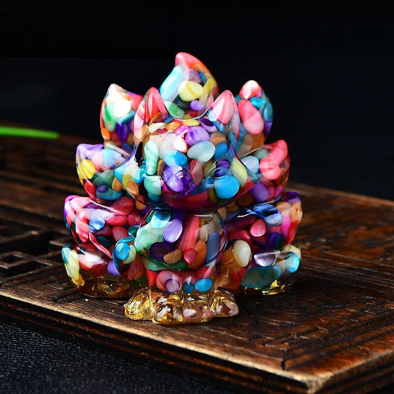 Nimara Ritual Natural Various Crystal Strawberry Quartz Amethyst Nine Tailed Fox Protection Home Decoration