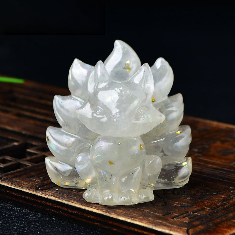 Nimara Ritual Natural Various Crystal Strawberry Quartz Amethyst Nine Tailed Fox Protection Home Decoration