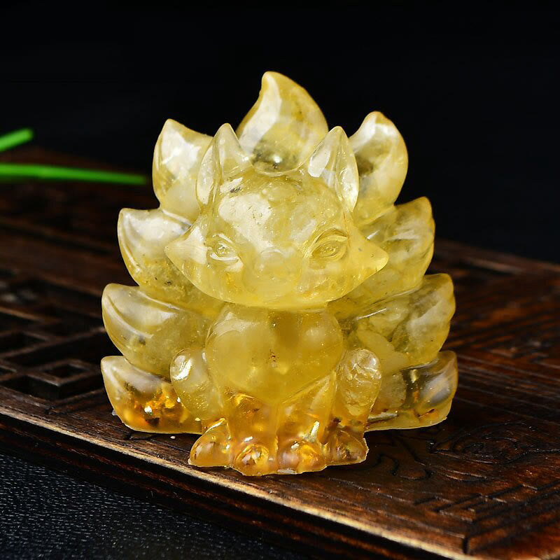 Nimara Ritual Natural Various Crystal Strawberry Quartz Amethyst Nine Tailed Fox Protection Home Decoration
