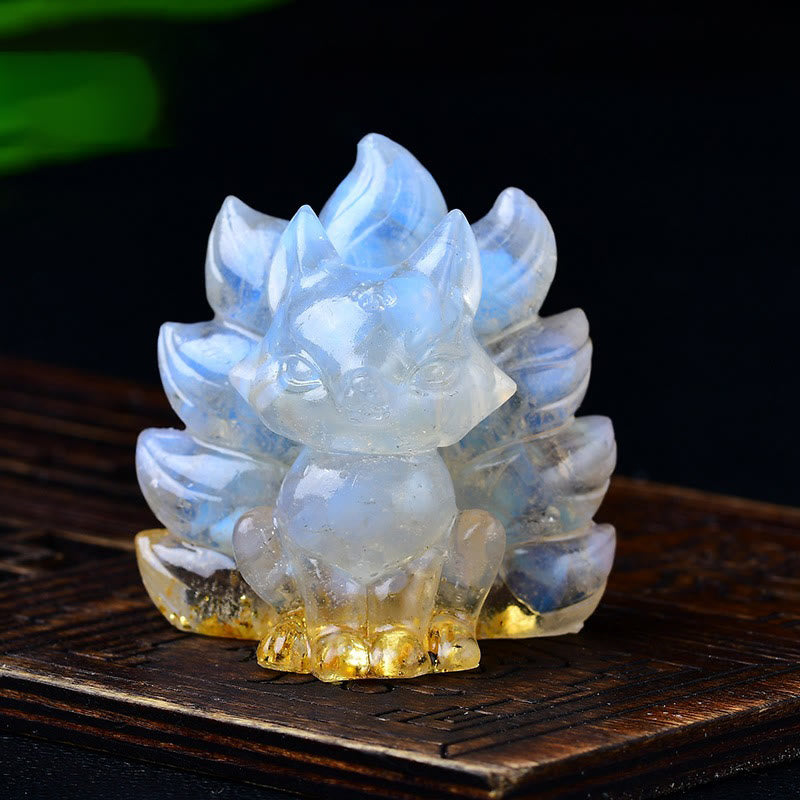 Nimara Ritual Natural Various Crystal Strawberry Quartz Amethyst Nine Tailed Fox Protection Home Decoration