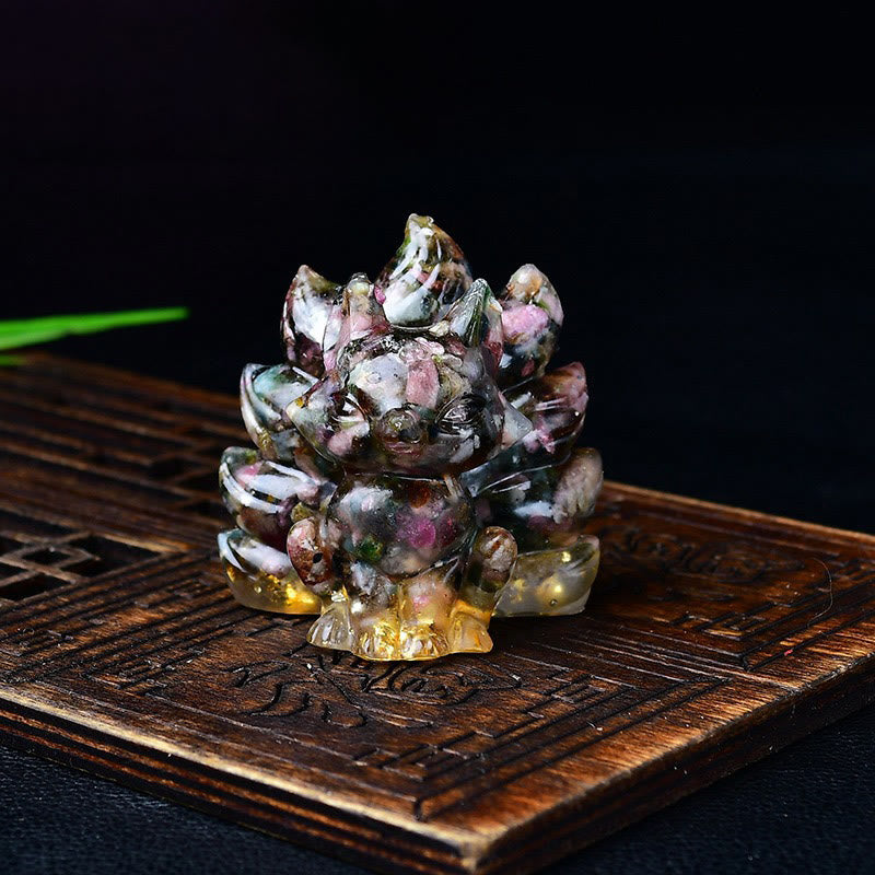 Nimara Ritual Natural Various Crystal Strawberry Quartz Amethyst Nine Tailed Fox Protection Home Decoration