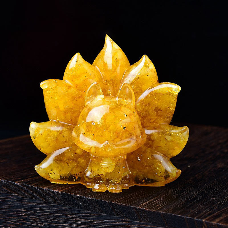 Nimara Ritual Small Various Stone Pink Crystal Citrine Amethyst Nine Tailed Fox Warmth Home Decoration