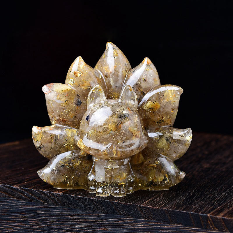 Nimara Ritual Small Various Stone Pink Crystal Citrine Amethyst Nine Tailed Fox Warmth Home Decoration