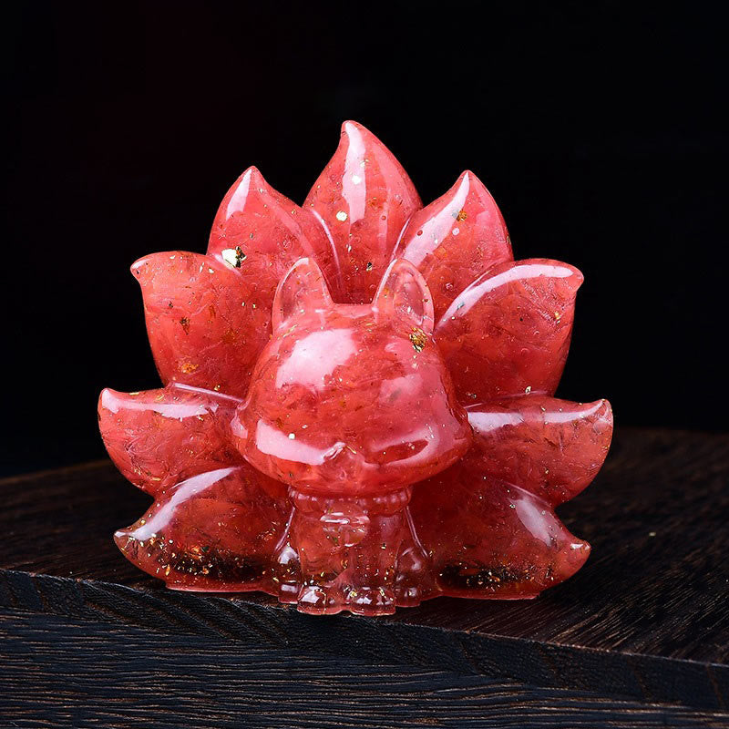 Nimara Ritual Small Various Stone Pink Crystal Citrine Amethyst Nine Tailed Fox Warmth Home Decoration