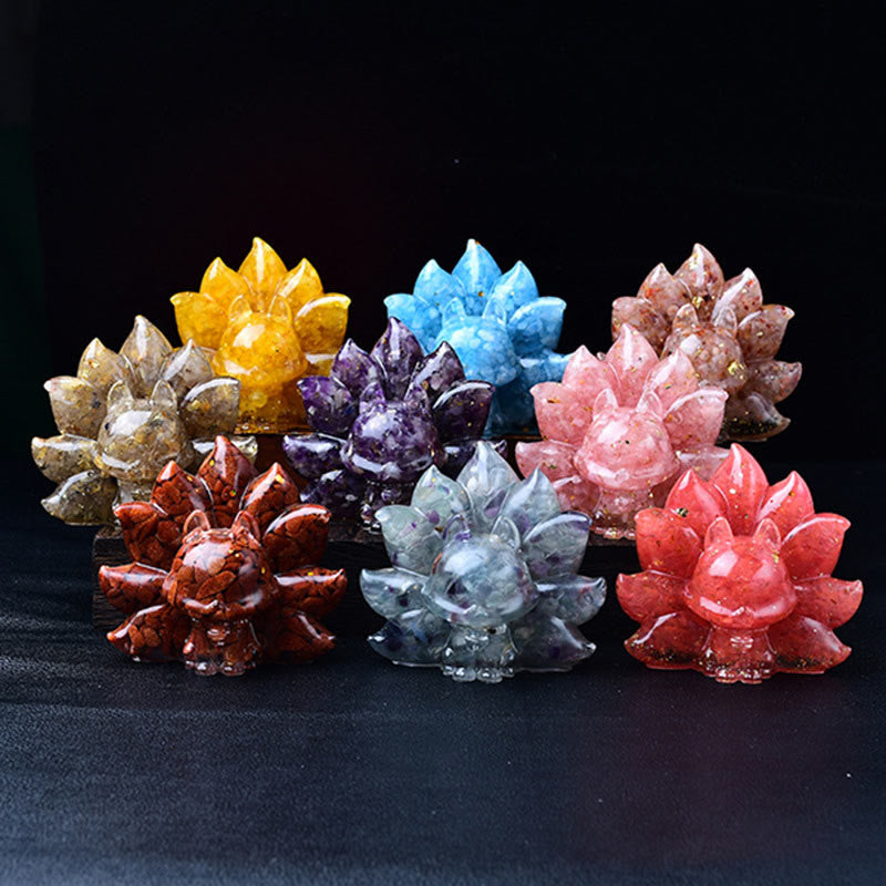 Nimara Ritual Small Various Stone Pink Crystal Citrine Amethyst Nine Tailed Fox Warmth Home Decoration