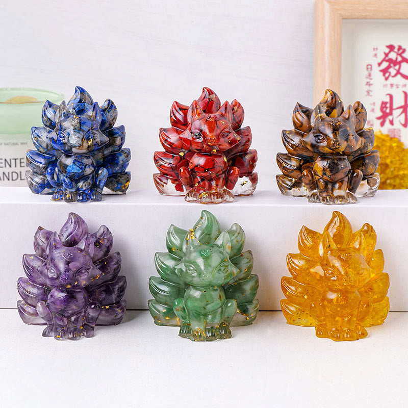 Nimara Ritual Small Various Stone Strawberry Quartz Amethyst Green Aventurine Nine Tailed Fox Healing Home Decoration