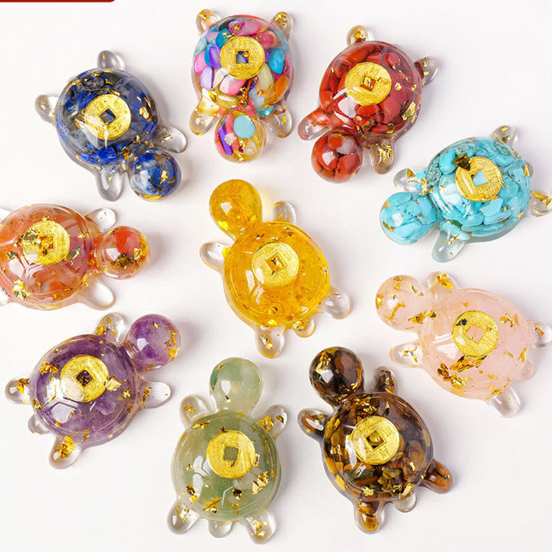 Nimara Ritual Small Various Crystal Green Aventurine Amethyst Turtle Copper Coins Luck Home Decoration