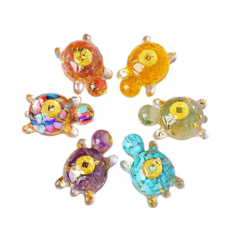 Nimara Ritual Small Various Crystal Green Aventurine Amethyst Turtle Copper Coins Luck Home Decoration