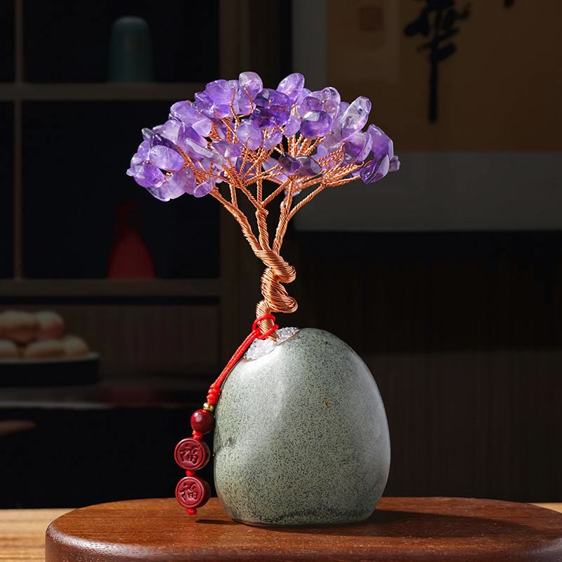 Nimara Ritual Citrine Amethyst Green Aventurine Crystal Tree Ceramic Base Prosperity Home Decoration