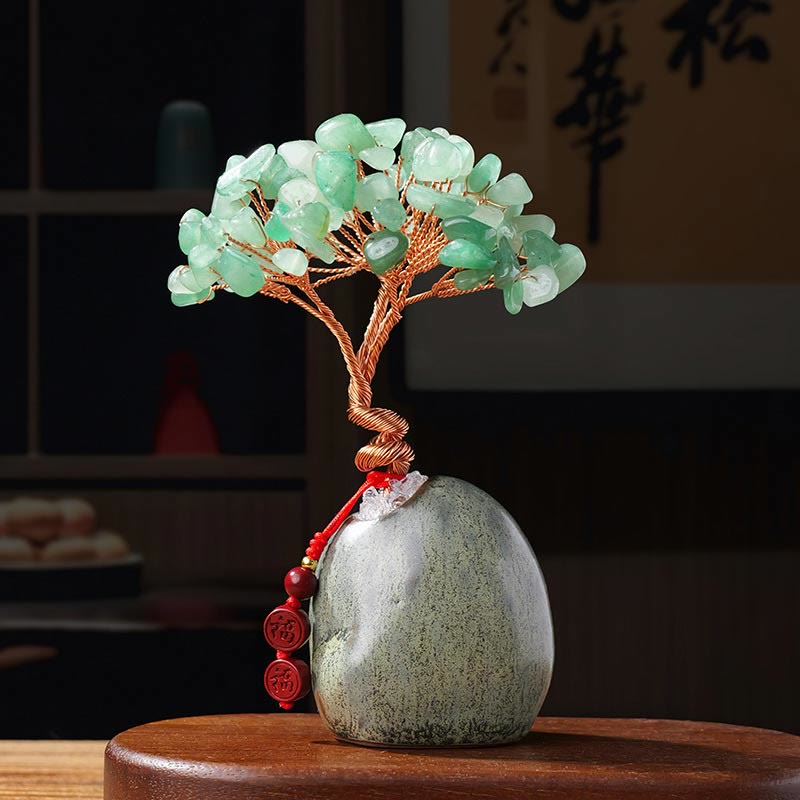 Nimara Ritual Citrine Amethyst Green Aventurine Crystal Tree Ceramic Base Prosperity Home Decoration