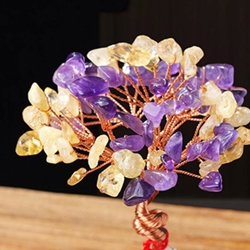 Nimara Ritual Citrine Amethyst Green Aventurine Crystal Tree Ceramic Base Prosperity Home Decoration