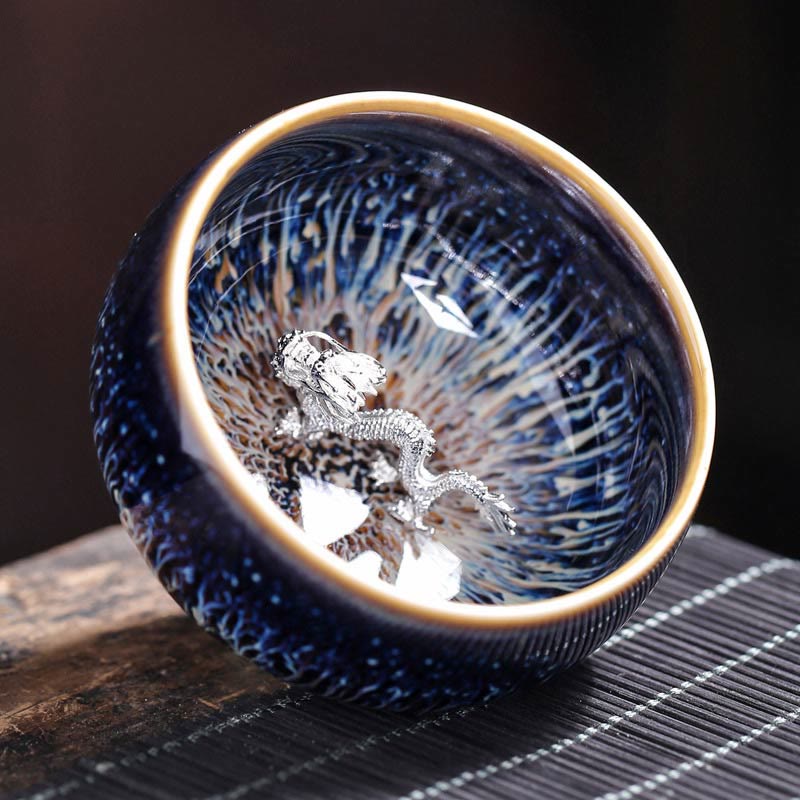 Nimara Ritual Handmade Chinese Jianzhan Koi Fish Lotus Dragon Phoenix 12 Chinese Zodiac Ceramic Teacup Kung Fu Tea Cup 70ml