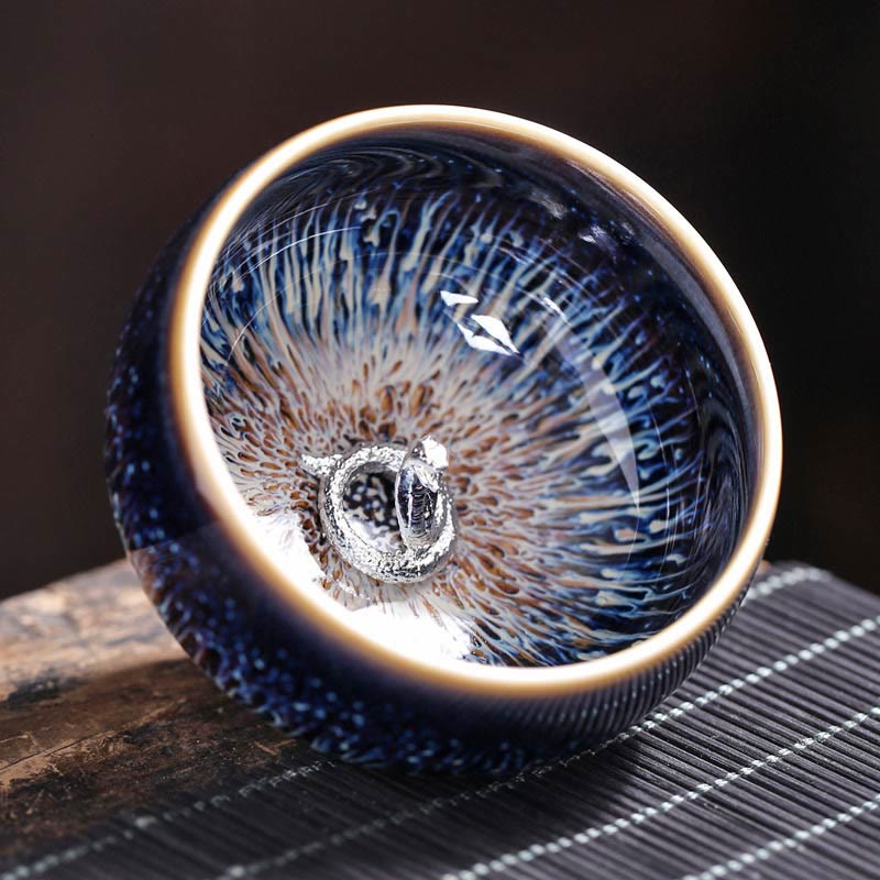 Nimara Ritual Handmade Chinese Jianzhan Koi Fish Lotus Dragon Phoenix 12 Chinese Zodiac Ceramic Teacup Kung Fu Tea Cup 70ml