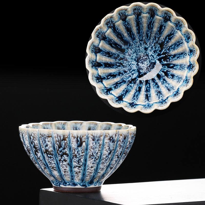 Nimara Ritual Handmade Small Chinese Jianzhan Lotus Ceramic Teacup Kung Fu Tea Cup 80ml