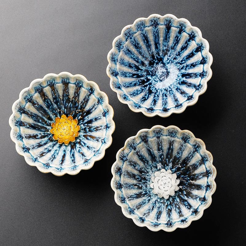 Nimara Ritual Handmade Small Chinese Jianzhan Lotus Ceramic Teacup Kung Fu Tea Cup 80ml
