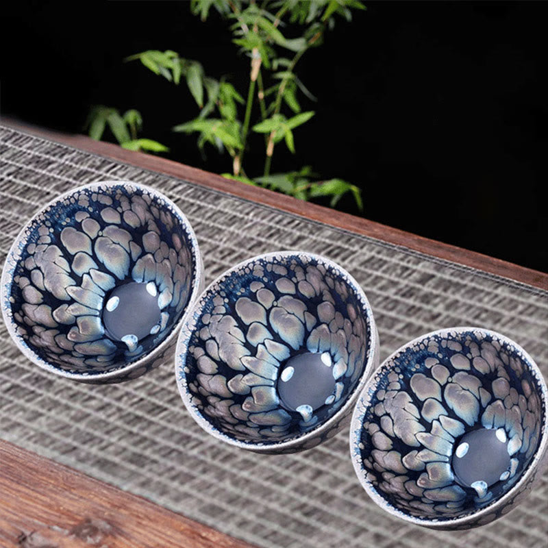 Nimara Ritual Handmade Chinese Jianzhan Purple Blue Spot Ceramic Teacup Tenmoku Kung Fu Tea Cup 150ml