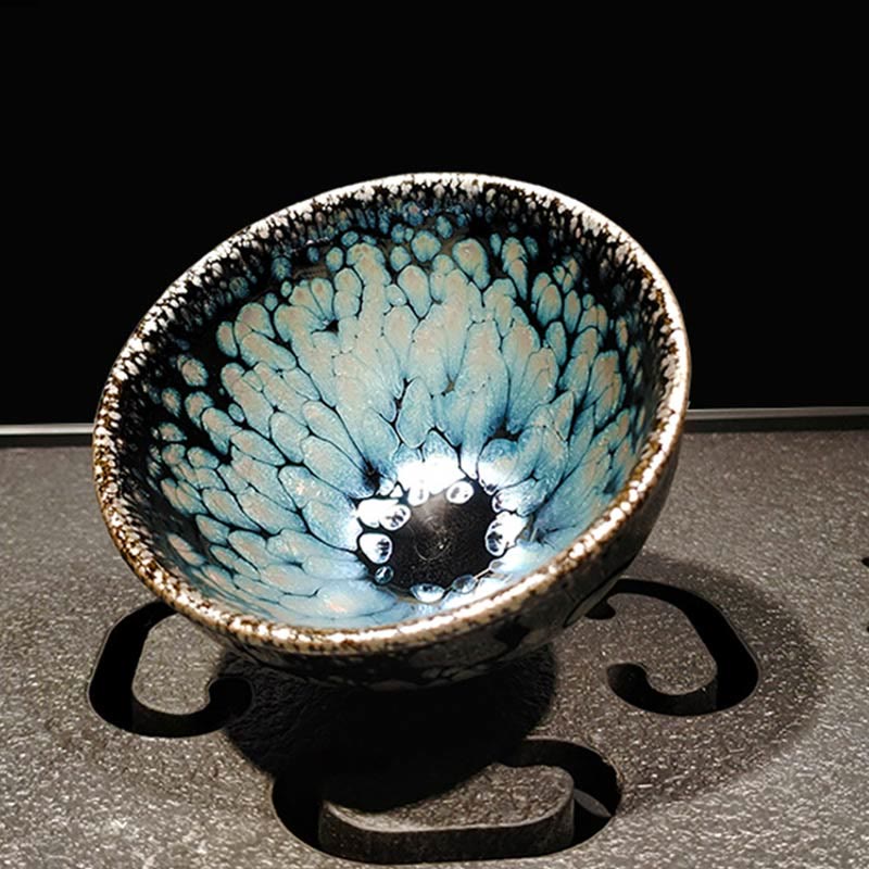 Nimara Ritual Handmade Chinese Jianzhan Blue Spot Ceramic Teacup Tenmoku Kung Fu Tea Cup 150ml