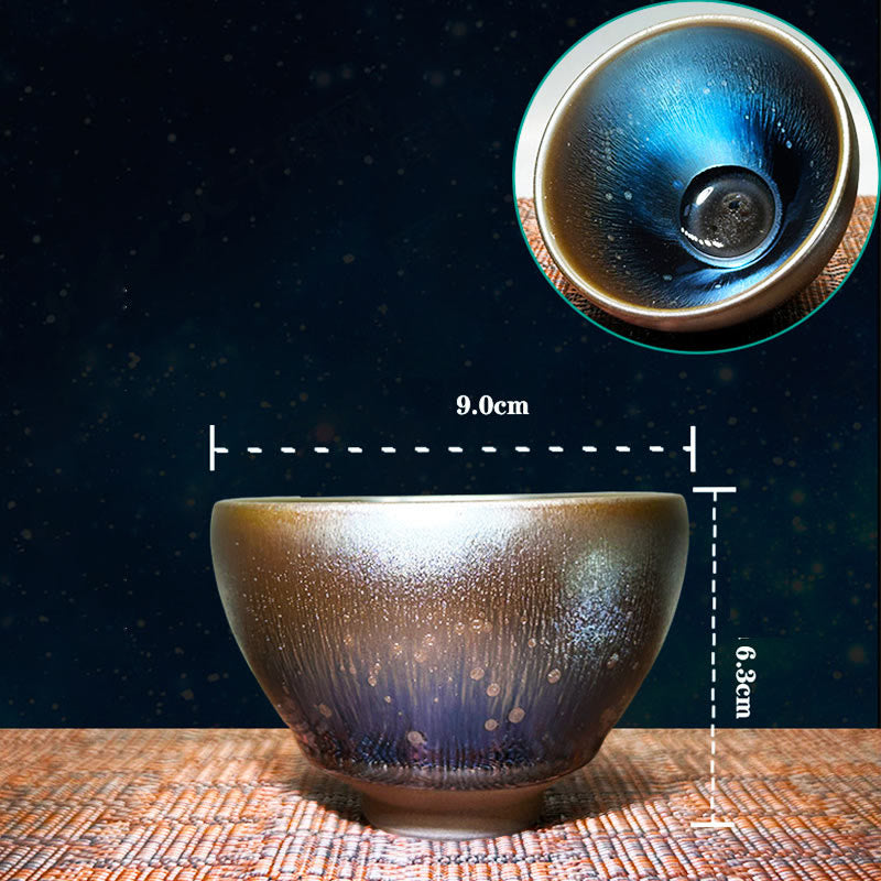 Nimara Ritual Handmade Chinese Jianzhan Oil Drop Spots Pattern Ceramic Teacup Tenmoku Kung Fu Tea Cup 150ml