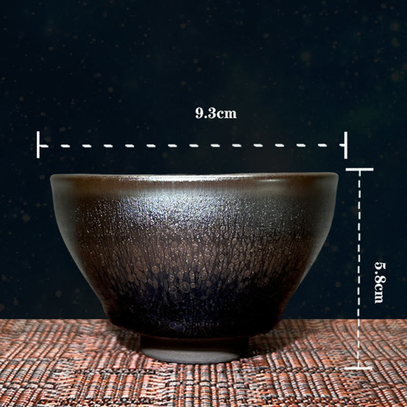 Nimara Ritual Handmade Chinese Jianzhan Oil Drop Spots Pattern Ceramic Teacup Tenmoku Kung Fu Tea Cup 150ml