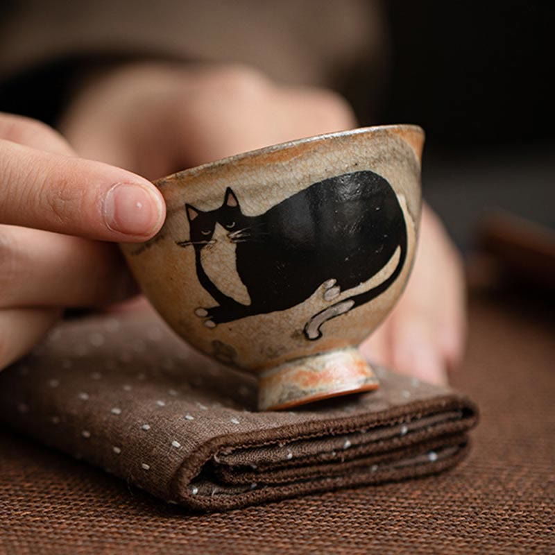 Nimara Ritual Small Cute Cat Teacup Kung Fu Tea Cup 60ml