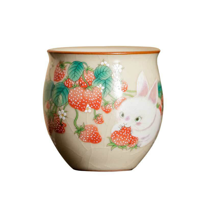Nimara Ritual Small Strawberry Rabbit Teacup Kung Fu Tea Cup 90ml With Gift Box