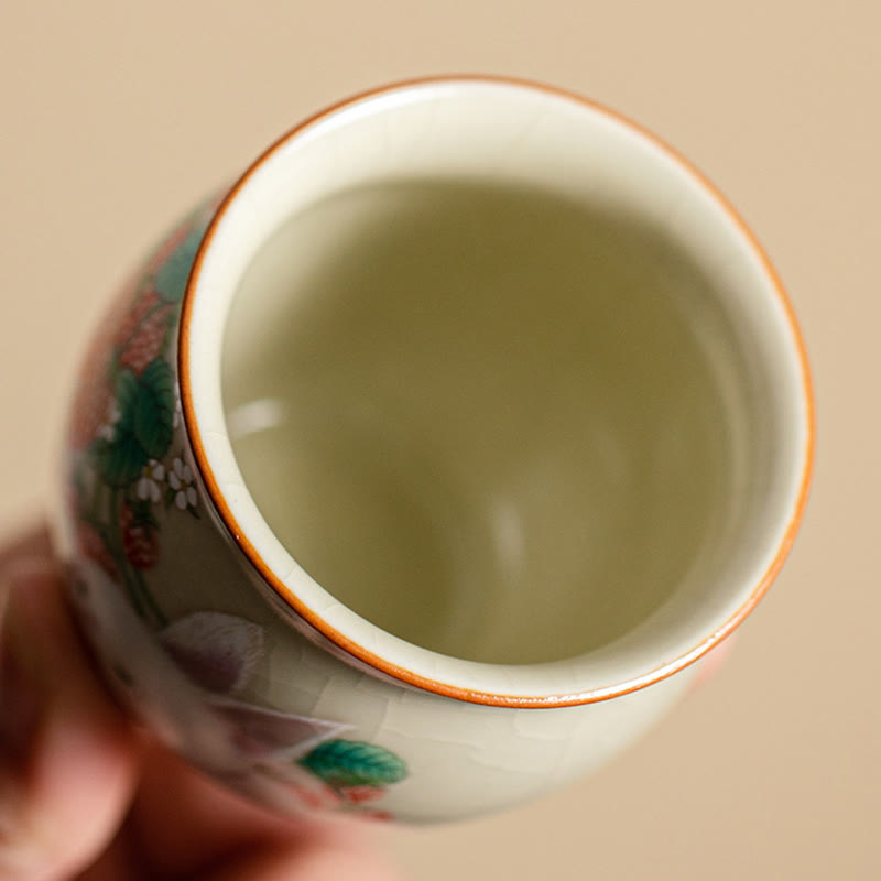 Nimara Ritual Small Strawberry Rabbit Teacup Kung Fu Tea Cup 90ml With Gift Box