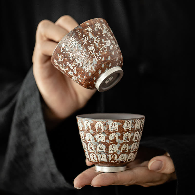 Nimara Ritual Ten Thousand Buddha Poems Teacup Kung Fu Tea Cup 100ml With Gift Box