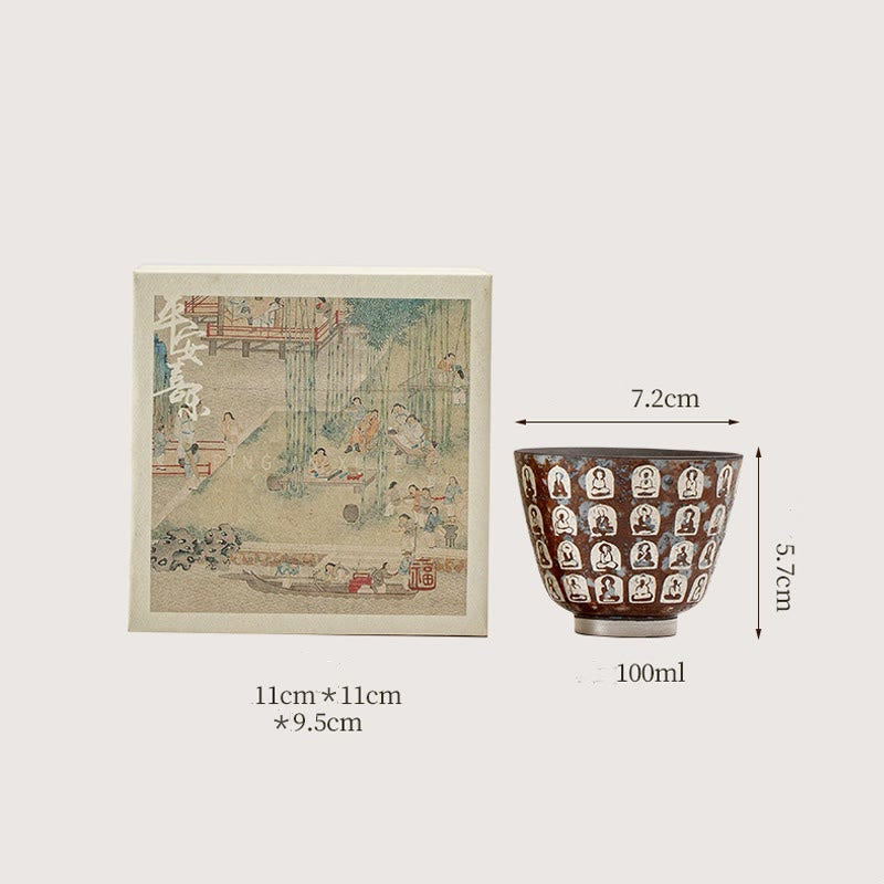 Nimara Ritual Ten Thousand Buddha Poems Teacup Kung Fu Tea Cup 100ml With Gift Box