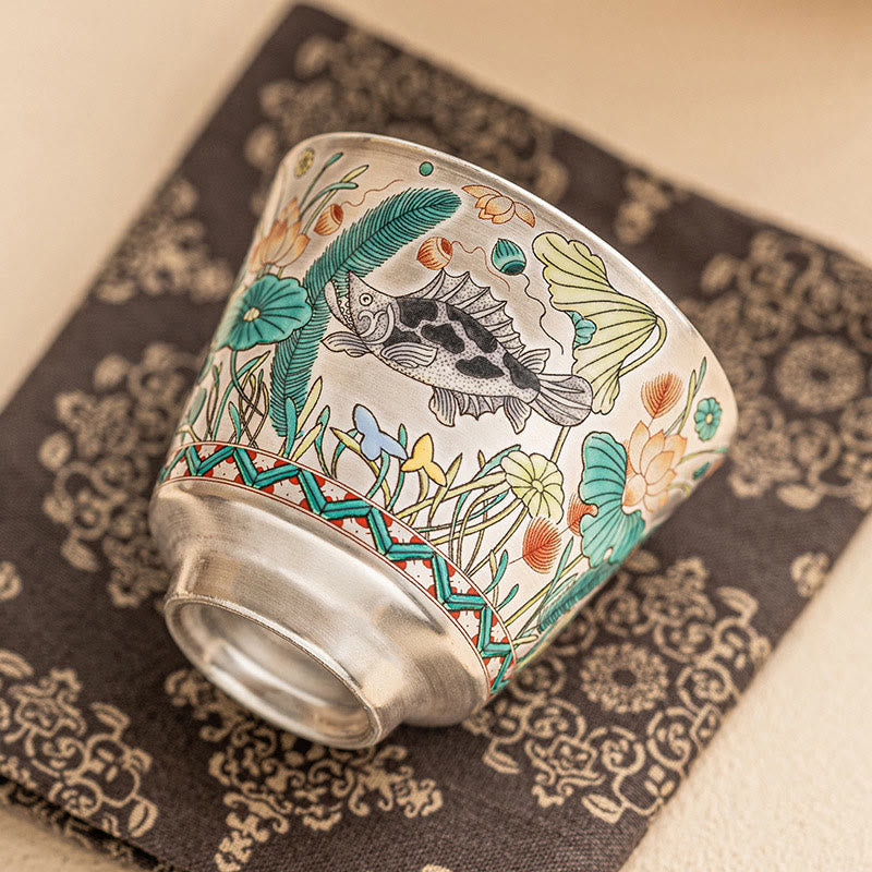 Nimara Ritual Fish Lotus Seaweed Teacup Kung Fu Tea Cup 45ml With Gift Box