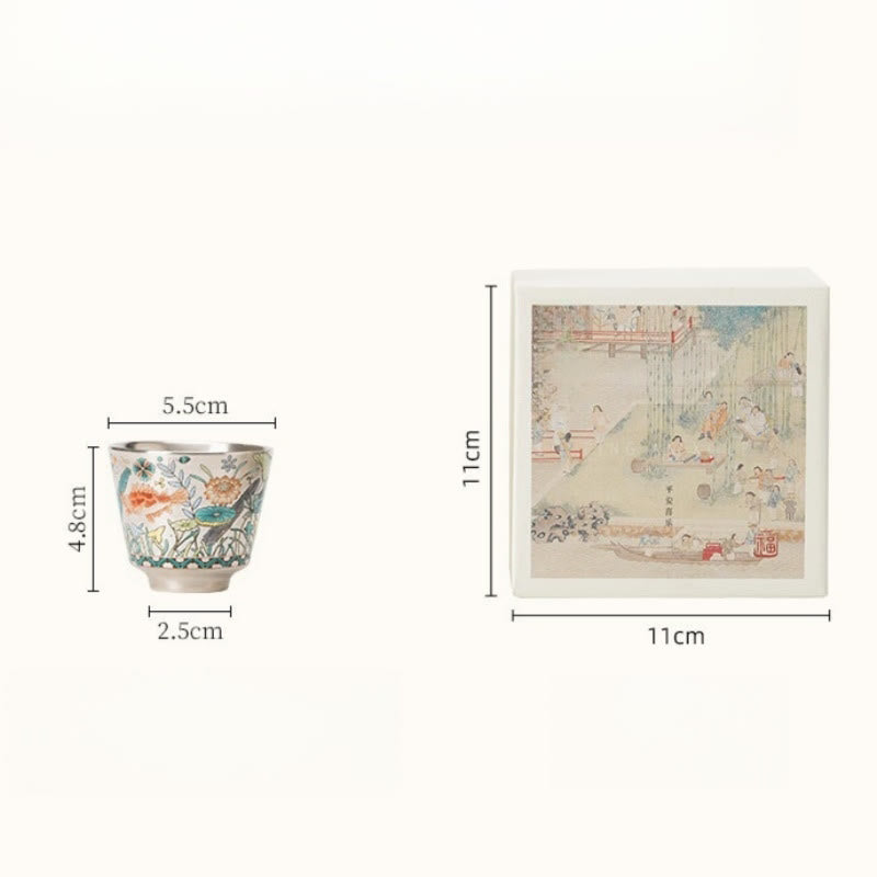 Nimara Ritual Fish Lotus Seaweed Teacup Kung Fu Tea Cup 45ml With Gift Box